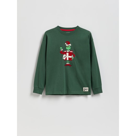 Reserved - Longsleeve Grinch - ciemnozielony ze sklepu Reserved w kategorii Bluzy dziewczęce - zdjęcie 187303687