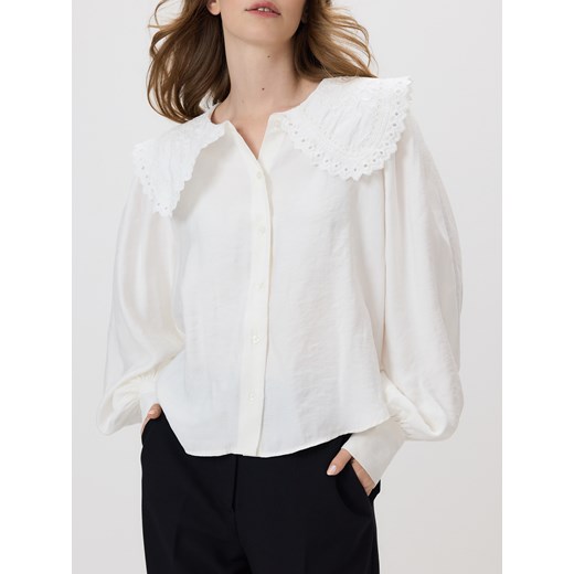 Reserved - Koszula z dekoracyjnym kołnierzem - złamana biel ze sklepu Reserved w kategorii Koszule damskie - zdjęcie 187304319