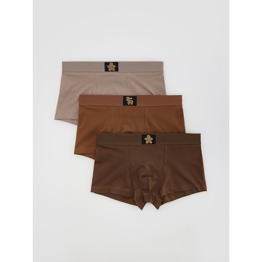 Reserved - Bokserki ze świątecznym motywem 3 pack - beżowy ze sklepu Reserved w kategorii Majtki męskie - zdjęcie 187304328