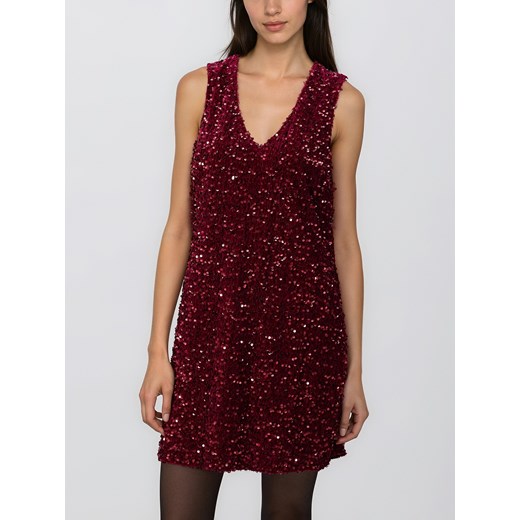 Reserved - Cekinowa sukienka mini - bordowy ze sklepu Reserved w kategorii Sukienki - zdjęcie 187304355