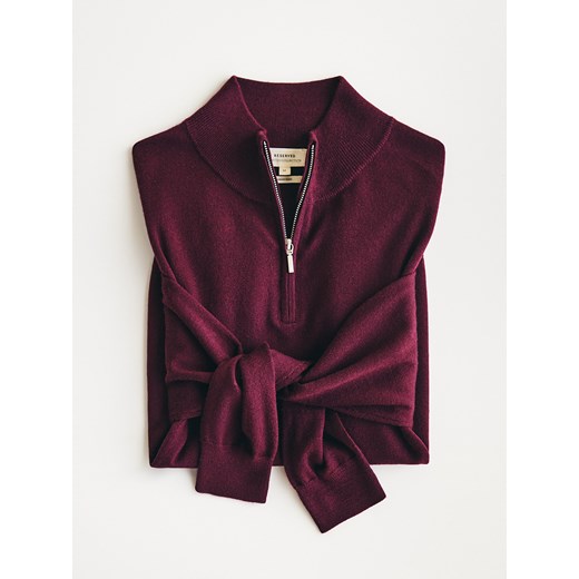 Reserved - Rozpinany sweter z wełny merino - bordowy ze sklepu Reserved w kategorii Swetry męskie - zdjęcie 187304577