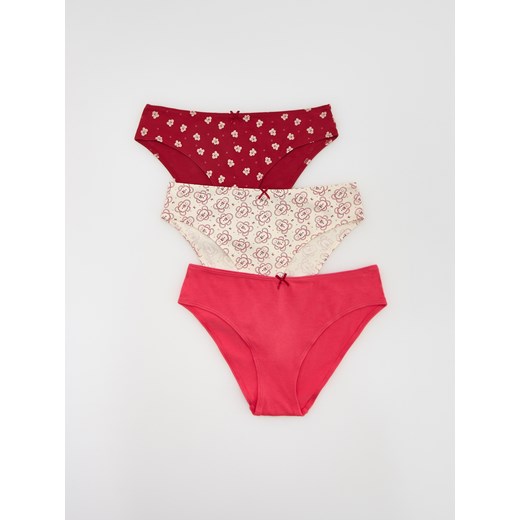 Reserved - Majtki typu figi 3 pack - czerwony ze sklepu Reserved w kategorii Majtki damskie - zdjęcie 187304677