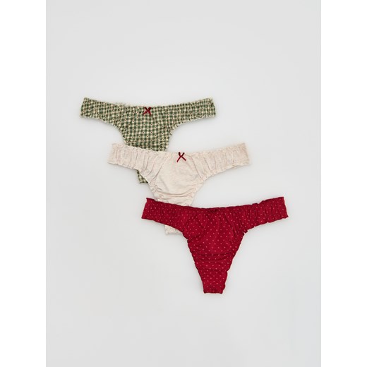 Reserved - Majtki stringi 3 pack - czerwony ze sklepu Reserved w kategorii Majtki damskie - zdjęcie 187304678