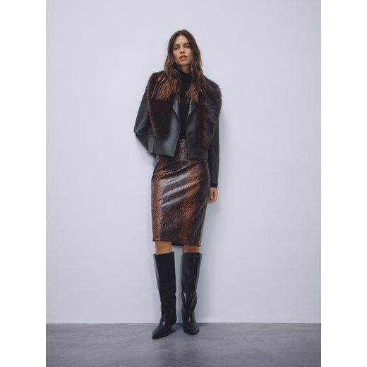 Reserved - Marynarka z imitacji skóry - jasny zielony Reserved XS Reserved