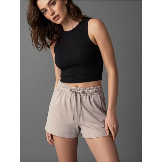 Sinsay - Szorty dresowe z wiązaniem - beżowy ze sklepu Sinsay w kategorii Szorty - zdjęcie 187305976