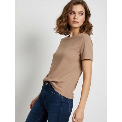 Sinsay - Koszulka z krótkim rękawem - brązowy ze sklepu Sinsay w kategorii Bluzki damskie - zdjęcie 187306058