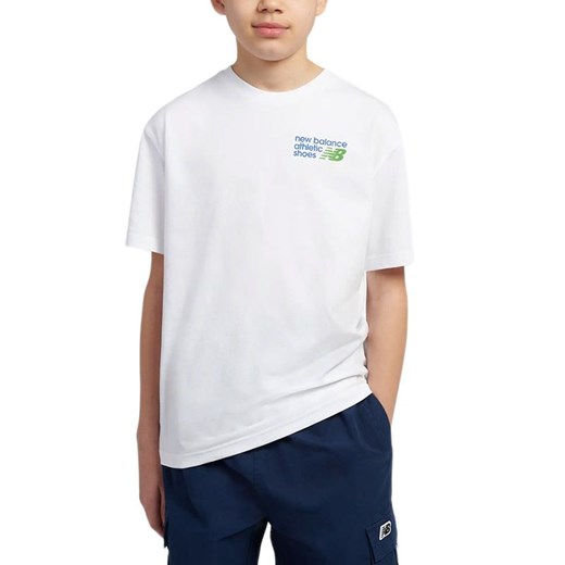 Koszulka dziecięca New Balance LAKB0295BWE - biała ze sklepu streetstyle24.pl w kategorii T-shirty chłopięce - zdjęcie 187306139