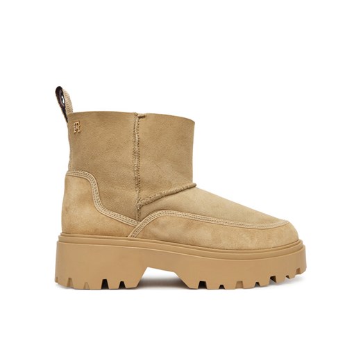 Tommy Hilfiger Śniegowce Real Shearling Pullon FW0FW08997 Beżowy - id: 0000305551320 - marki Tommy Hilfiger - 187306515 Tommy Hilfiger Śniegowce Real Shearling Pullon FW0FW08997 Beżowy ze sklepu MODIVO w kategorii Śniegowce damskie - zdjęcie 187306515