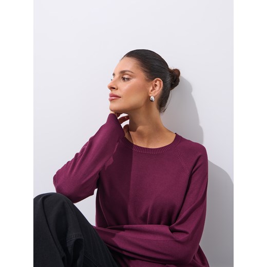 Mohito - Burgundowy sweter z wiskozą - kasztanowy ze sklepu Mohito w kategorii Swetry damskie - zdjęcie 187308108