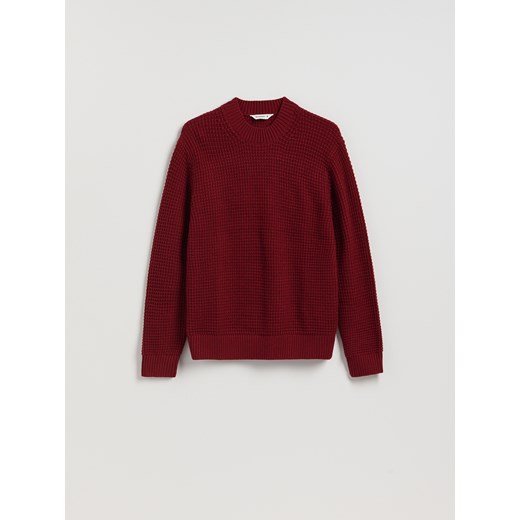 Reserved - Strukturalny sweter z domieszką wełny - czerwony ze sklepu Reserved w kategorii Swetry męskie - zdjęcie 187308197