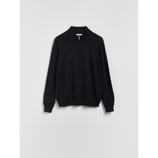Reserved - Rozpinany sweter z wełny merino - czarny ze sklepu Reserved w kategorii Swetry męskie - zdjęcie 187308236
