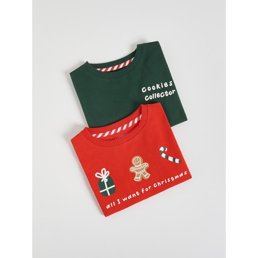 Reserved - Bawełniany longsleeve 2 pack - czerwony ze sklepu Reserved w kategorii T-shirty chłopięce - zdjęcie 187308299