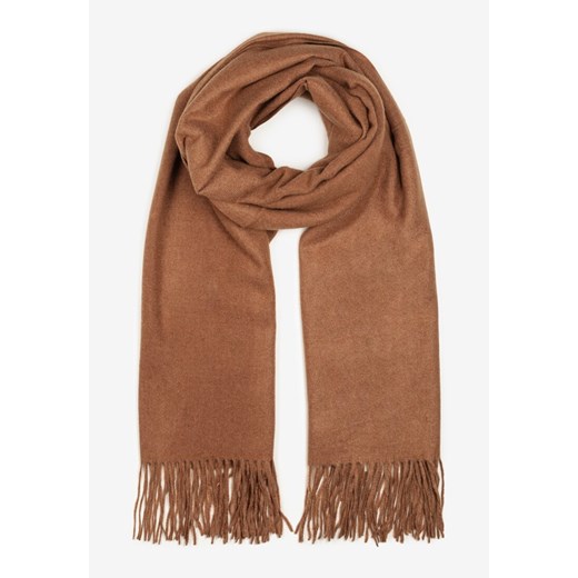 Brązowy Szalik z Tkaniny Wykończony Frędzlami Teofilla ze sklepu born2be.pl w kategorii Szaliki i chusty damskie - zdjęcie 187308456