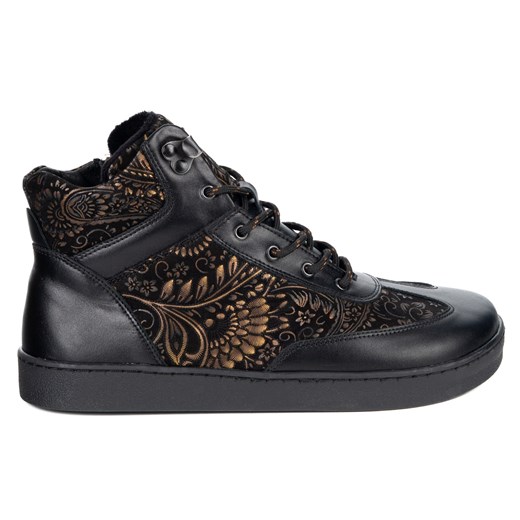 Buty BAREFOOT damskie zimowe 201MP ocieplane skórzane czarne lico we wzory - id: 11795n - marki Olivier - 187308765 Buty BAREFOOT damskie zimowe 201MP ocieplane skórzane czarne lico we wzory ze sklepu butyolivier w kategorii Botki - zdjęcie 187308765