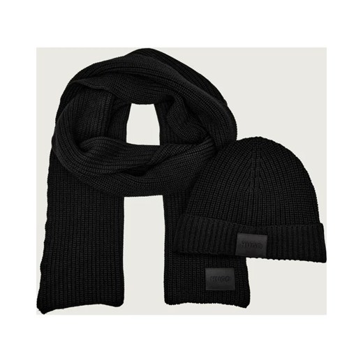 HUGO Szal + czapka Zago | z dodatkiem wełny ze sklepu Gomez Fashion Store w kategorii Czapki zimowe męskie - zdjęcie 187309049