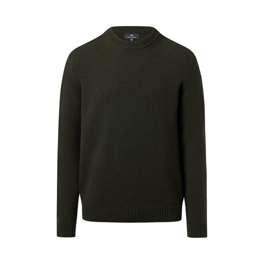 Nils Sundström Sweter męski Mężczyźni wełna ze strzyży oliwkowy jednolity ze sklepu vangraaf w kategorii Swetry męskie - zdjęcie 187311849