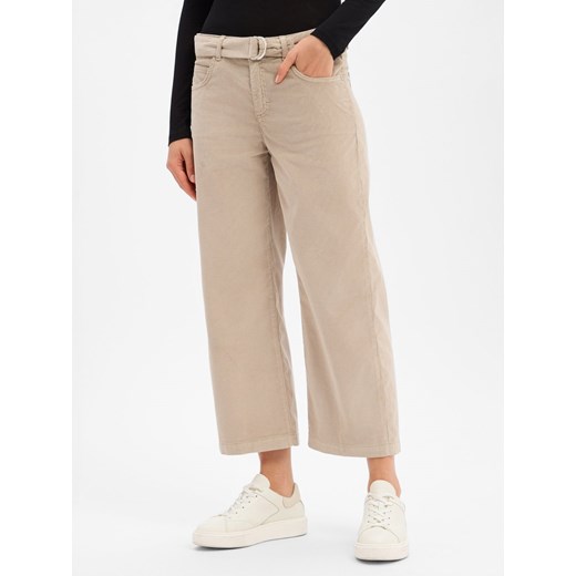 Angels Damskie spodnie sztruksowe - Linn Belt Kobiety beżowy jednolity ze sklepu vangraaf w kategorii Spodnie damskie - zdjęcie 187311878