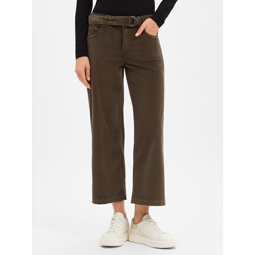 Angels Damskie spodnie sztruksowe - Linn Belt Kobiety błotnisty jednolity ze sklepu vangraaf w kategorii Spodnie damskie - zdjęcie 187311879