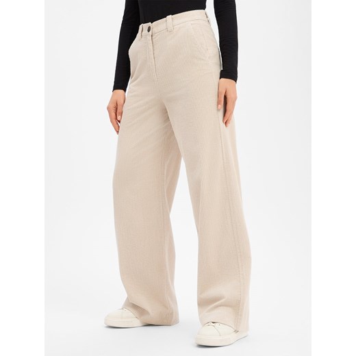 Marc O'Polo Damskie spodnie sztruksowe Kobiety Bawełna kitt jednolity ze sklepu vangraaf w kategorii Spodnie damskie - zdjęcie 187311888