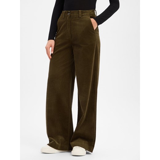 Marc O'Polo Damskie spodnie sztruksowe Kobiety Bawełna oliwkowy jednolity ze sklepu vangraaf w kategorii Spodnie damskie - zdjęcie 187311889