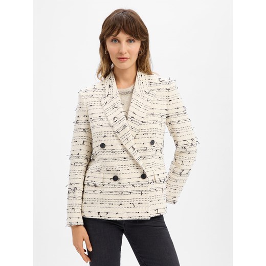 BOSS Marynarka damska - Jaleto Kobiety Bawełna écru wypukły wzór tkaniny ze sklepu vangraaf w kategorii Marynarki damskie - zdjęcie 187311908