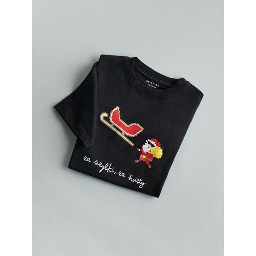 Reserved - Świąteczny t-shirt - ciemnoszary ze sklepu Reserved w kategorii T-shirty chłopięce - zdjęcie 187311957