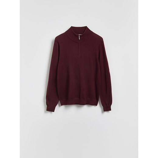 Reserved - Rozpinany sweter z wełny merino - bordowy ze sklepu Reserved w kategorii Swetry męskie - zdjęcie 187312255