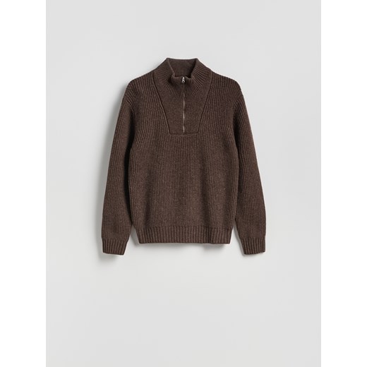 Reserved - Sweter z wełną - brązowy ze sklepu Reserved w kategorii Swetry męskie - zdjęcie 187312269