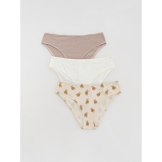 Reserved - Bawełniane majtki bikini 3 pack - beżowy ze sklepu Reserved w kategorii Majtki damskie - zdjęcie 187312279