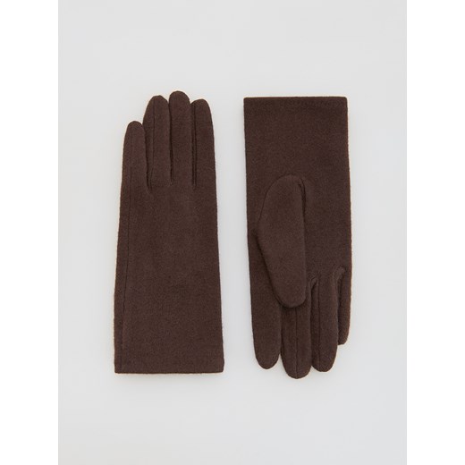 Reserved - Rękawiczki z wełną - ciemnobrązowy ze sklepu Reserved w kategorii Rękawiczki damskie - zdjęcie 187312388