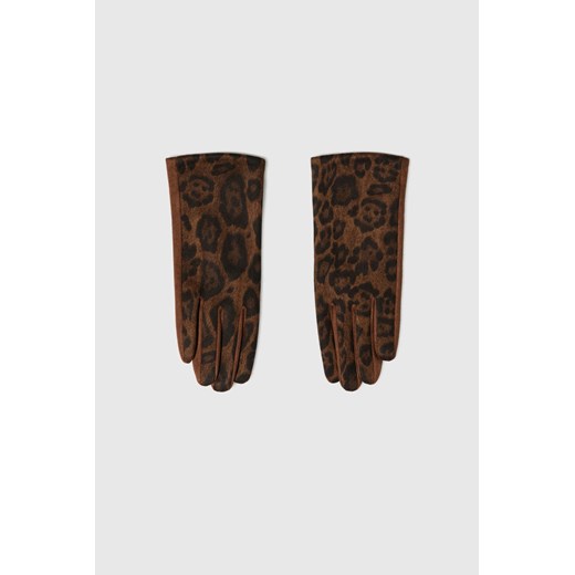 Rękawiczki w panterkę brązowe - id: 32101 - marki Moodo.pl - 187312776 Rękawiczki w panterkę brązowe ze sklepu Moodo.pl w kategorii Rękawiczki damskie - zdjęcie 187312776