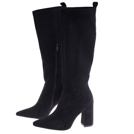 Klasyczne czarne kozaki damskie na obcasie /F3-2 18385 W456/ 38 Pantofelek24.pl