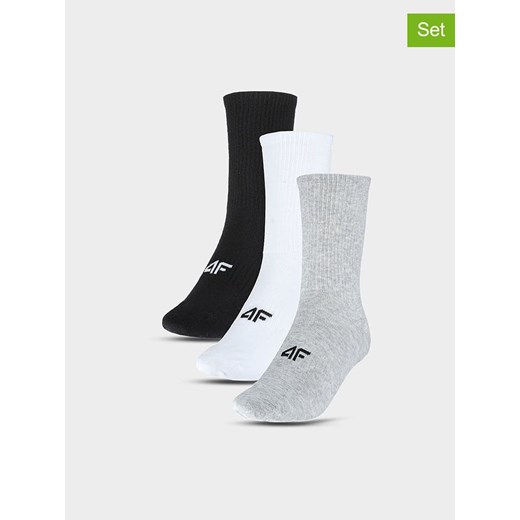 4F Skarpety (3 pary) w kolorze czarnym, szarym i białym 39-42 wyprzedaż Limango Polska