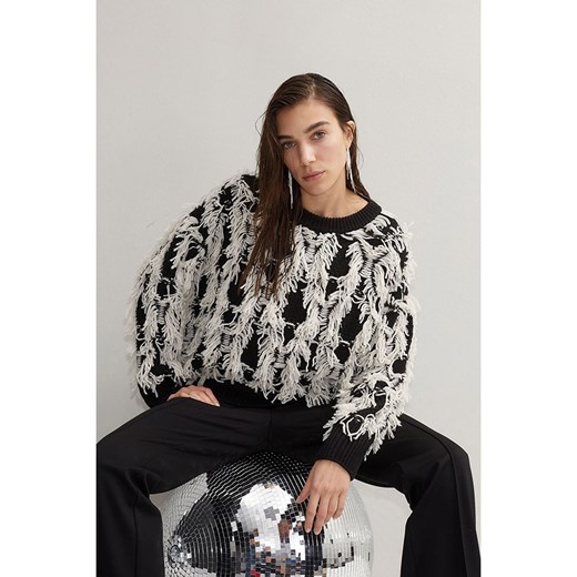 Oui Sweter w kolorze czarno-kremowym 42 Limango Polska wyprzedaż