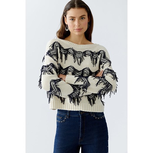 Oui Sweter w kolorze biało-granatowym 36 okazyjna cena Limango Polska