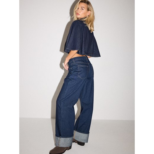 Mohito - Jeansy cuffed straight - granatowy ze sklepu Mohito w kategorii Jeansy damskie - zdjęcie 187314448