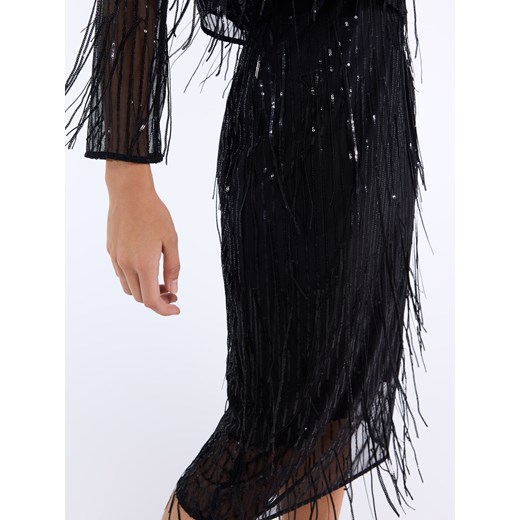 Mohito - Spódnica midi z frędzlami - czarny ze sklepu Mohito w kategorii Spódnice - zdjęcie 187314485