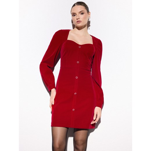 Mohito - Welurowa sukienka mini - czerwony ze sklepu Mohito w kategorii Sukienki - zdjęcie 187314579