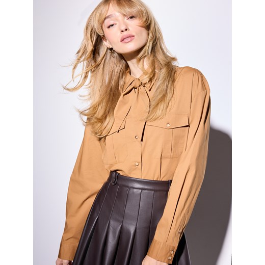Mohito - Koszula z wiązaniem - beżowy ze sklepu Mohito w kategorii Koszule damskie - zdjęcie 187314655