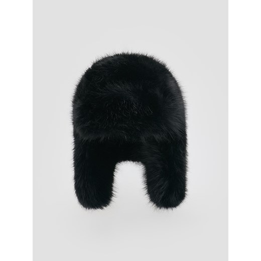 Reserved - Czapka ze sztucznego futerka - czarny ze sklepu Reserved w kategorii Czapki zimowe damskie - zdjęcie 187314935