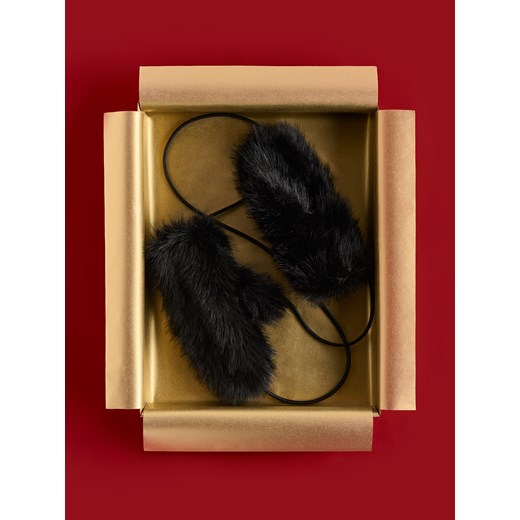 Reserved - Rękawiczki ze sztucznego futerka - czarny ze sklepu Reserved w kategorii Rękawiczki damskie - zdjęcie 187315086