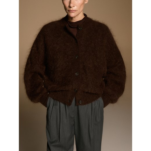 Reserved - Kardigan z moherem - ciemnobrązowy ze sklepu Reserved w kategorii Swetry damskie - zdjęcie 187315117