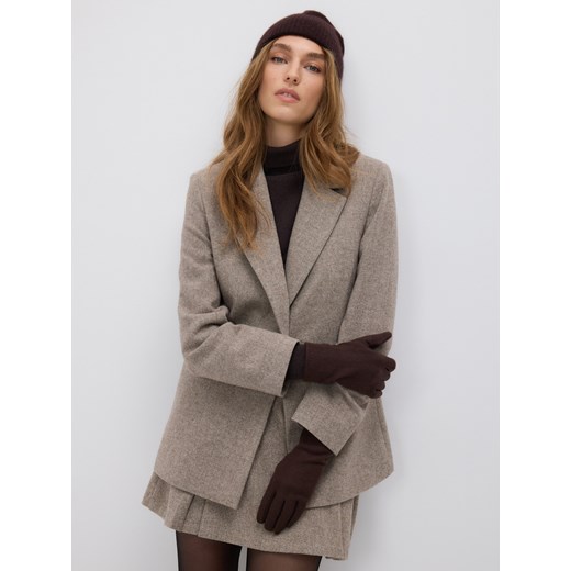 Reserved - Rękawiczki z wełną - ciemnobrązowy ze sklepu Reserved w kategorii Rękawiczki damskie - zdjęcie 187315246