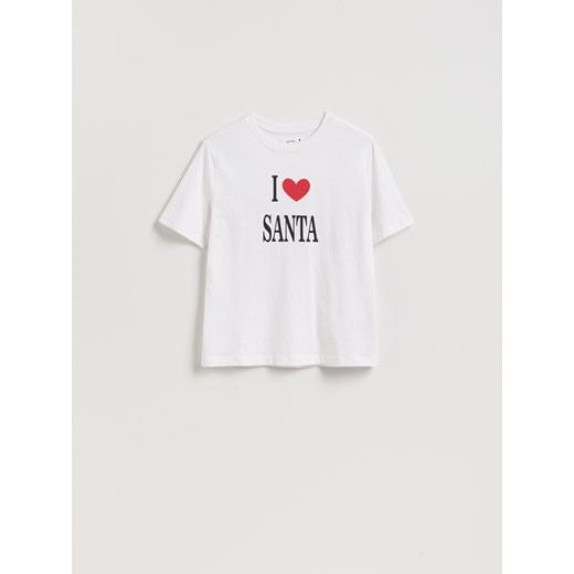 Reserved - T-shirt ze świątecznym motywem - biały ze sklepu Reserved w kategorii Bluzki damskie - zdjęcie 187315378