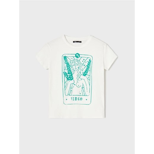 Sinsay - Bawełniana koszulka z nadrukiem - biały ze sklepu Sinsay w kategorii Bluzki damskie - zdjęcie 187316079