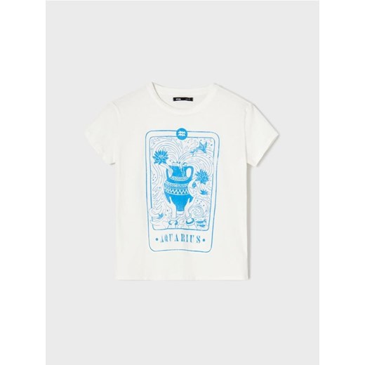 Sinsay - Bawełniana koszulka z nadrukiem - kremowy ze sklepu Sinsay w kategorii Bluzki damskie - zdjęcie 187316085