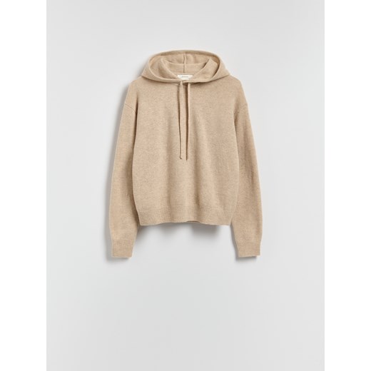 Reserved - Wełniany sweter z kapturem - beżowy ze sklepu Reserved w kategorii Swetry damskie - zdjęcie 187316578