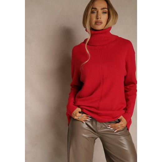 Czerwony Golf o Fasonie Klasycznego Swetra z Domieszką Kaszmiru Rorilaine ze sklepu renee.pl w kategorii Swetry damskie - zdjęcie 187316746