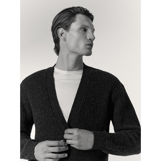 Reserved - Kardigan z wełną - ciemnoszary ze sklepu Reserved w kategorii Swetry męskie - zdjęcie 187318308