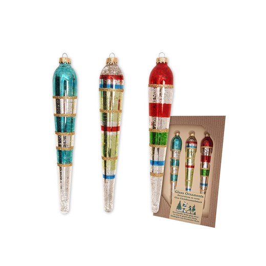 Krebs Glas Lauscha Ozdoby choinkowe (3 szt.) ze wzorem - wys. 17 cm ze sklepu Limango Polska w kategorii Dekoracje bożonarodzeniowe - zdjęcie 187318915